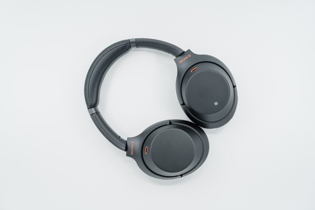 black wireless headset